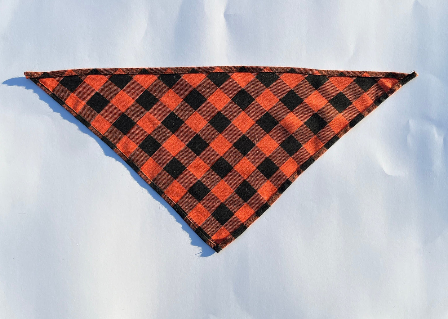 Turkey Taster Thanksgiving Dog Bandana, Pet Scarf, Small and Medium Dogs, Cates, Orange and Black Plaid