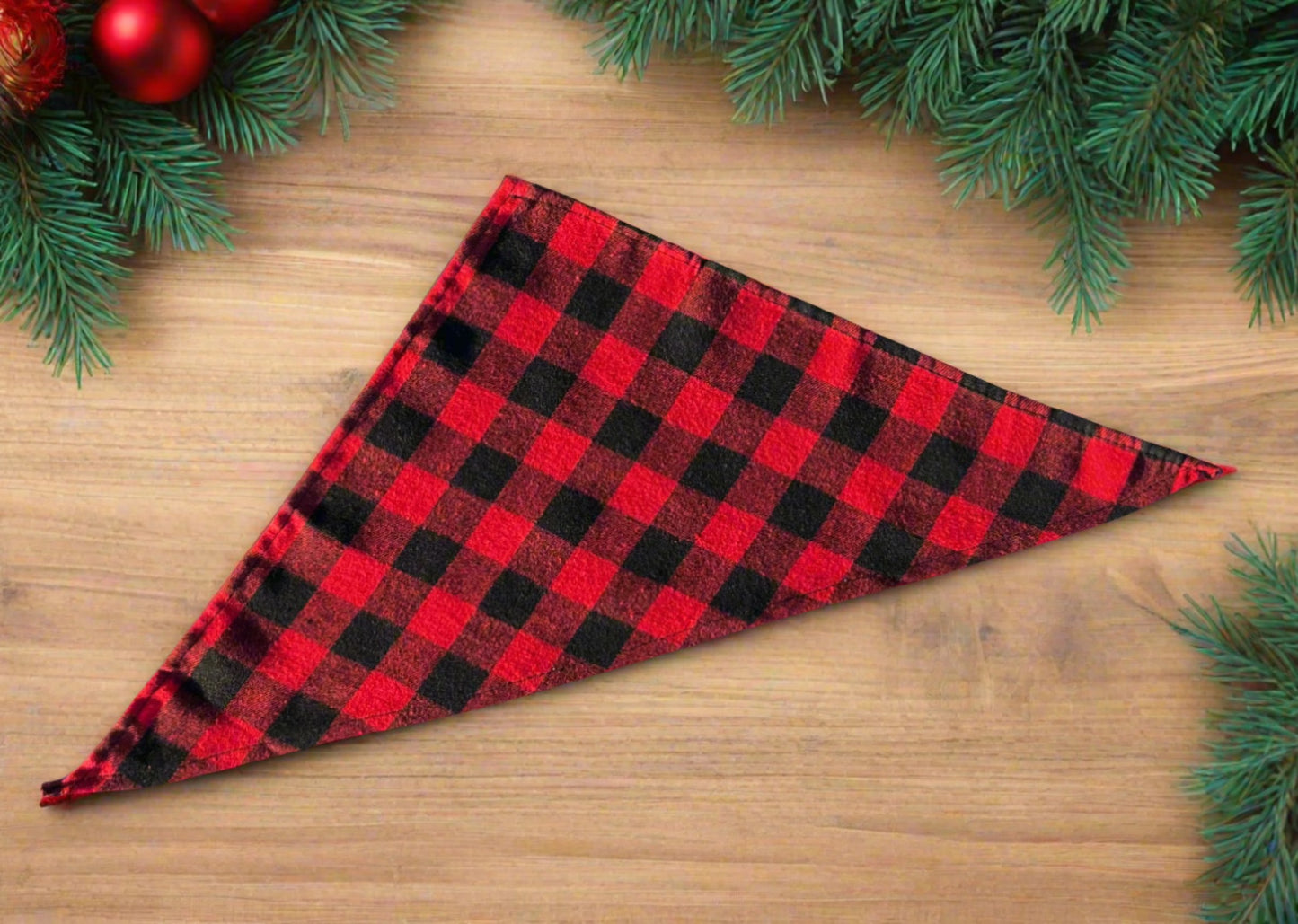 Holiday Plaid Pet Scarf, Dog, Cat, Bandana, Holiday Accessories, Red and black, Green and Black
